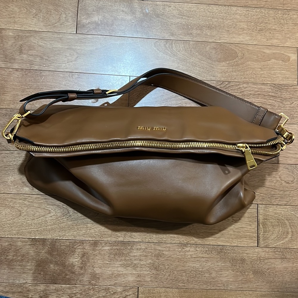Miu Miu Brown Leather Fold Bag